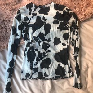 Cow Print Sheer Top